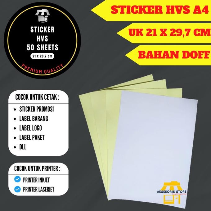 

STICKER HVS A4 ISI 50 LEMBAR / KERTAS STIKER HVS INKJET DOFF A4