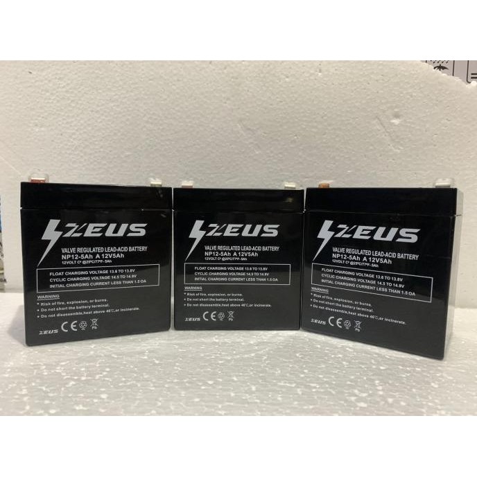 Aki Ups Zeus 12V 5Ah - Baterai Ups Aki Kering Batere Ups Accu Vrla Original Dan Terlaris