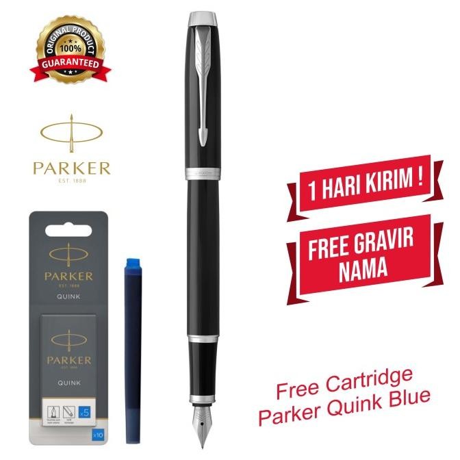 

TERLARIS - Pulpen Parker IM BLACK Chrome Trim Fountain Pen Clip Silver ORIGINAL