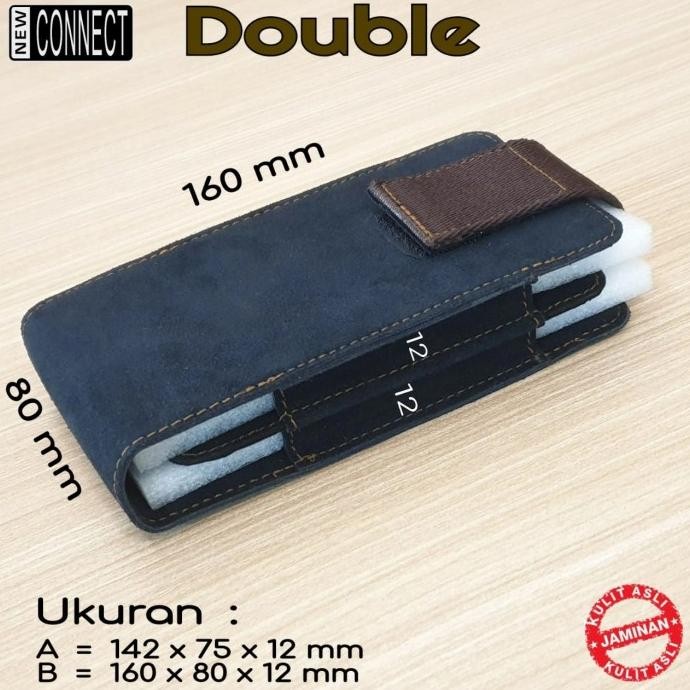 TERMURAH - Sarung hp double kulit asli universal 5 inch - 7 inch