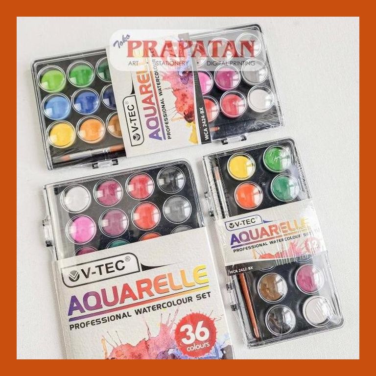 

[ PERALATAN LUKIS / GAMBAR ] V-TEC AQUARELLE WATERCOLOR SET BLOCK WCA-BX | CAT AIR SET GOOD QUALITY