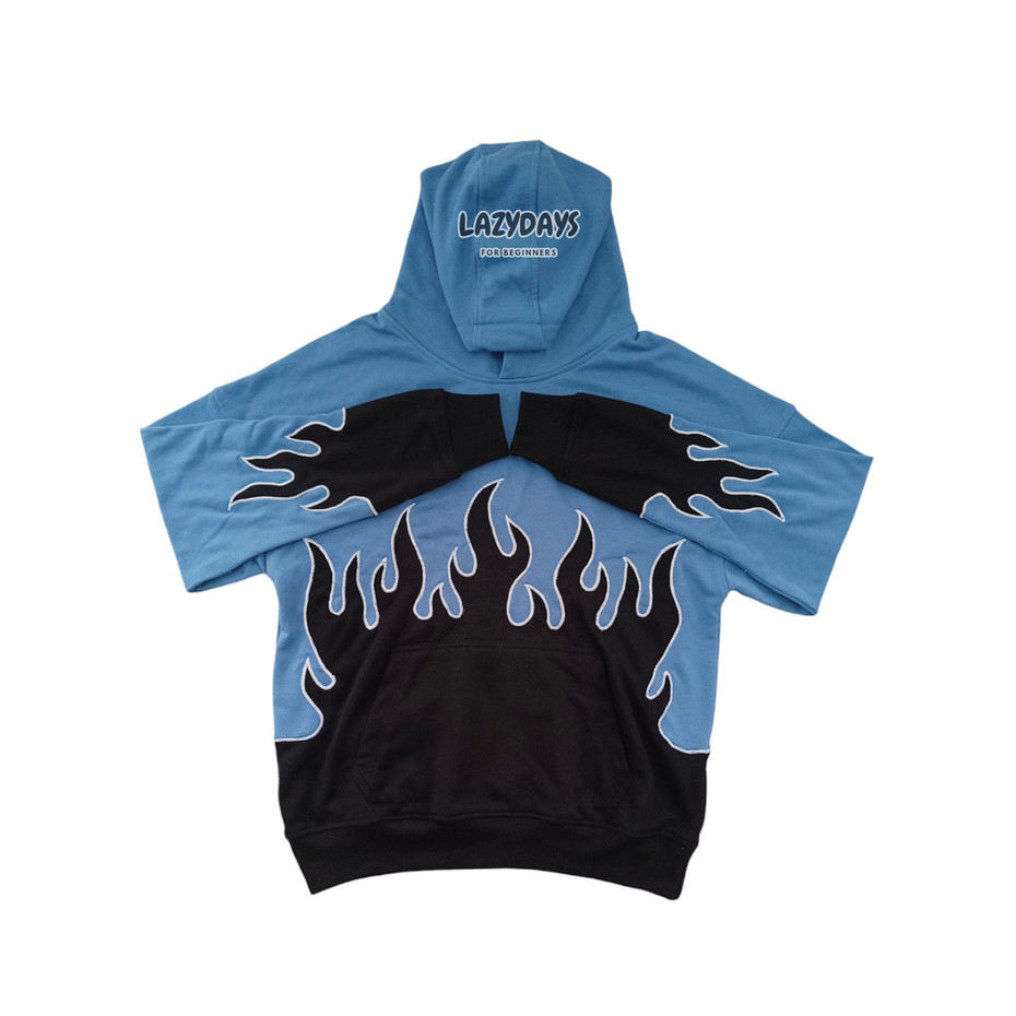 (LFB REWORKED) BLUE X BLACK FLAME HOODIE