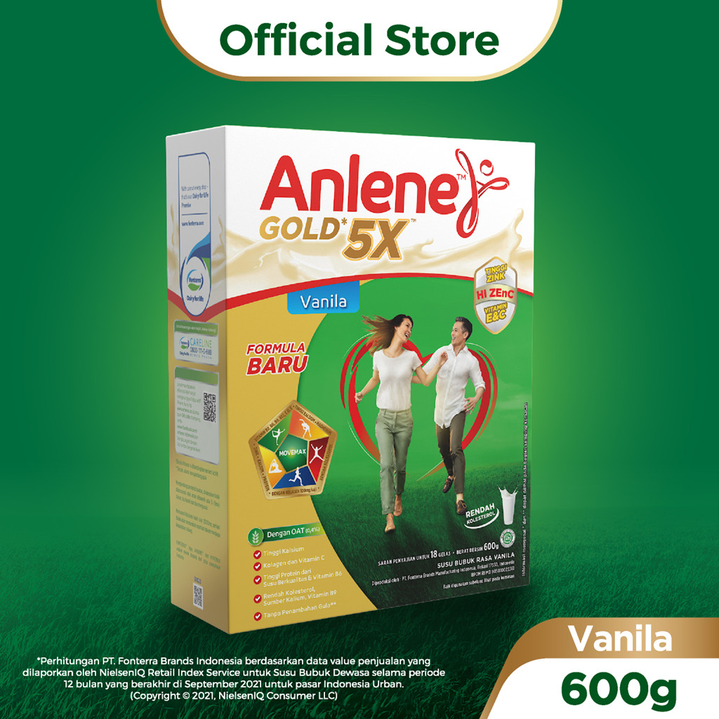 

Anlene Gold 5X Susu Bubuk Dewasa Vanila 600g - Nutrisi Tinggi Kalsium Untuk Tulang, Sendi, dan Otot