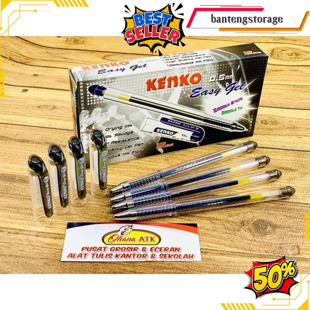 

(1Pak) Pulpen / Gel Pen Kenko Easy Gel 0,5 Mm / Lusin 12Pcs Gratis Ongkir