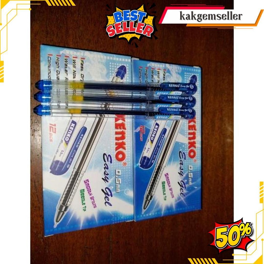 

Pulpen Kenko Easy Gel 0.5Mm Warna (1 Lusin) Hitam Merah Biru Berkualitas Ori / Kenko Easy Gel Hitam / Kenko Easy Gel Merah / Kenko Easy Gel Biru / Pulpen Cair / Ballpoint Cair / Bolpen Cair / Pulpen Murah Berkualitas Gratis Ongkir