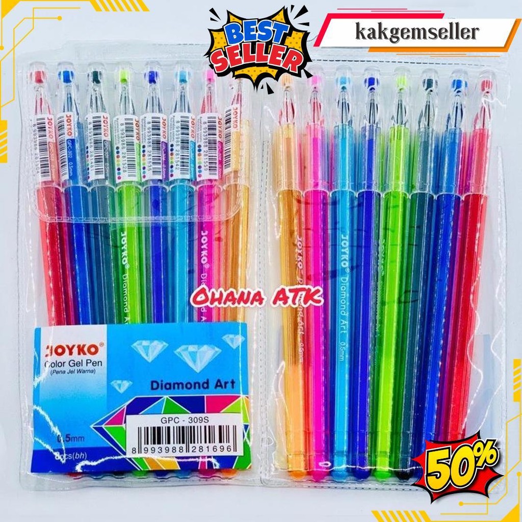

Pulpen Gel Joyko Diamond Art 8 Warna / 1 Set Pulpen Warna Joyko Gratis Ongkir