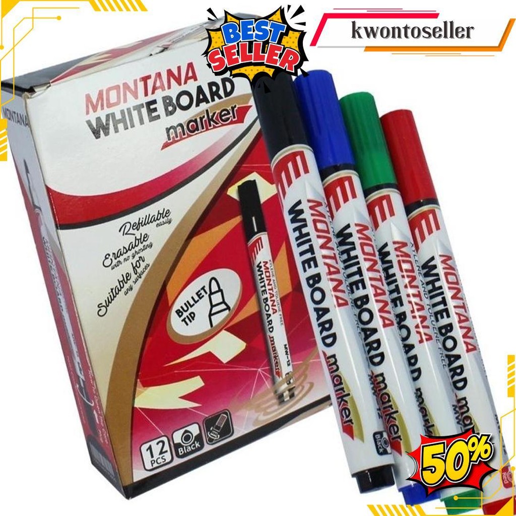 

(1 Lusin) Montana Spidol Whiteboard (Mw-12) Termurah Banget