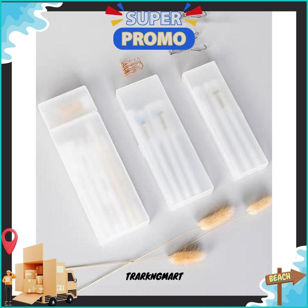 

[Miloli] Kotak Pensil Transparant Matte Dove Multifungsi Pencil Case Aesthetic - F0187 Gratis Ongkir
