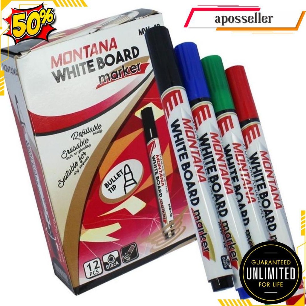 

(1 Lusin) Montana Spidol Whiteboard (Mw-12) Siap Kirim