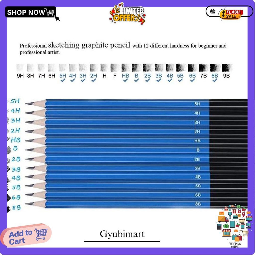 

35Pcs/Set Sketch Pencil Pisau Penghapus Dan Pensil Gambar Untuk Keperluan Sekolah Pencil Drawing Set Siap Kirim