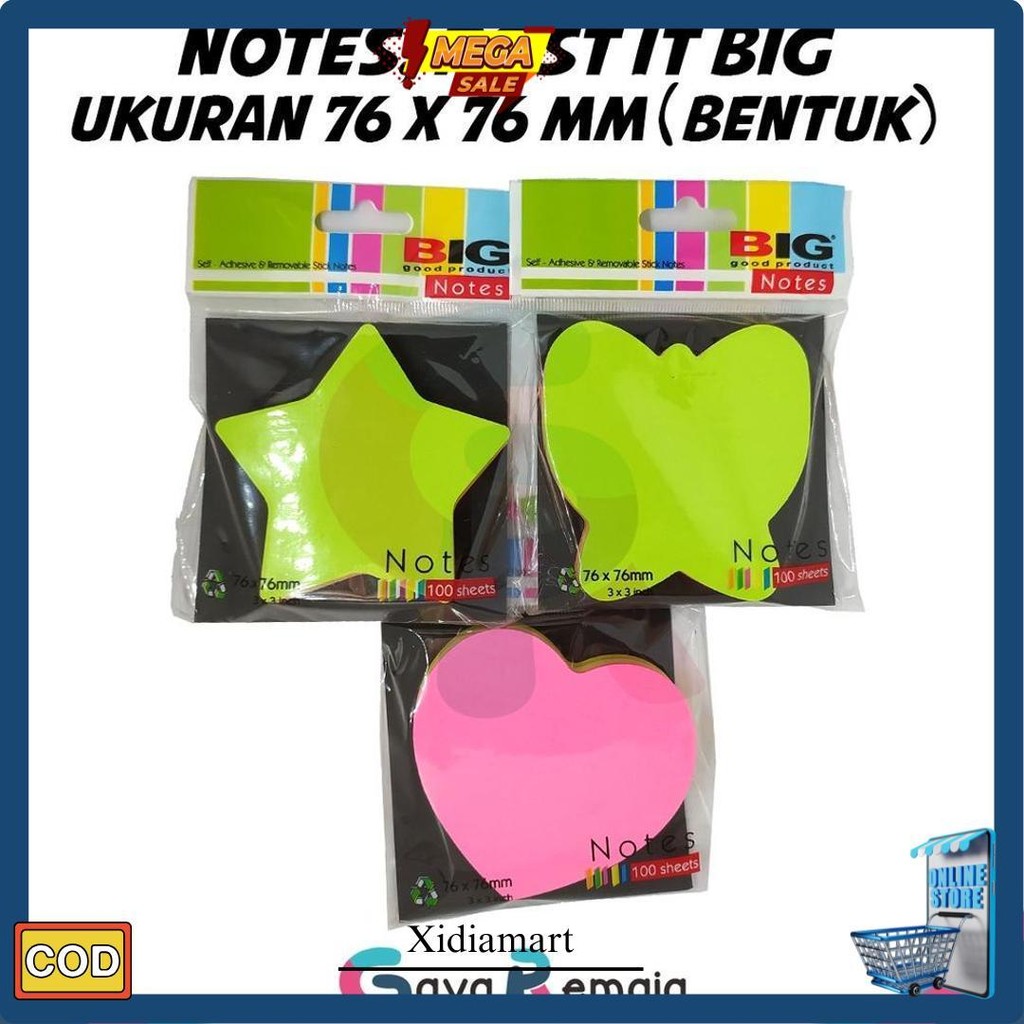 

Notes Big | Memo Warna Warni | Sticky Notes Tempel | Post It 100 Sheets | Sticky Note | Memo Pad | Cacatan Kecil Tempel Original Produk