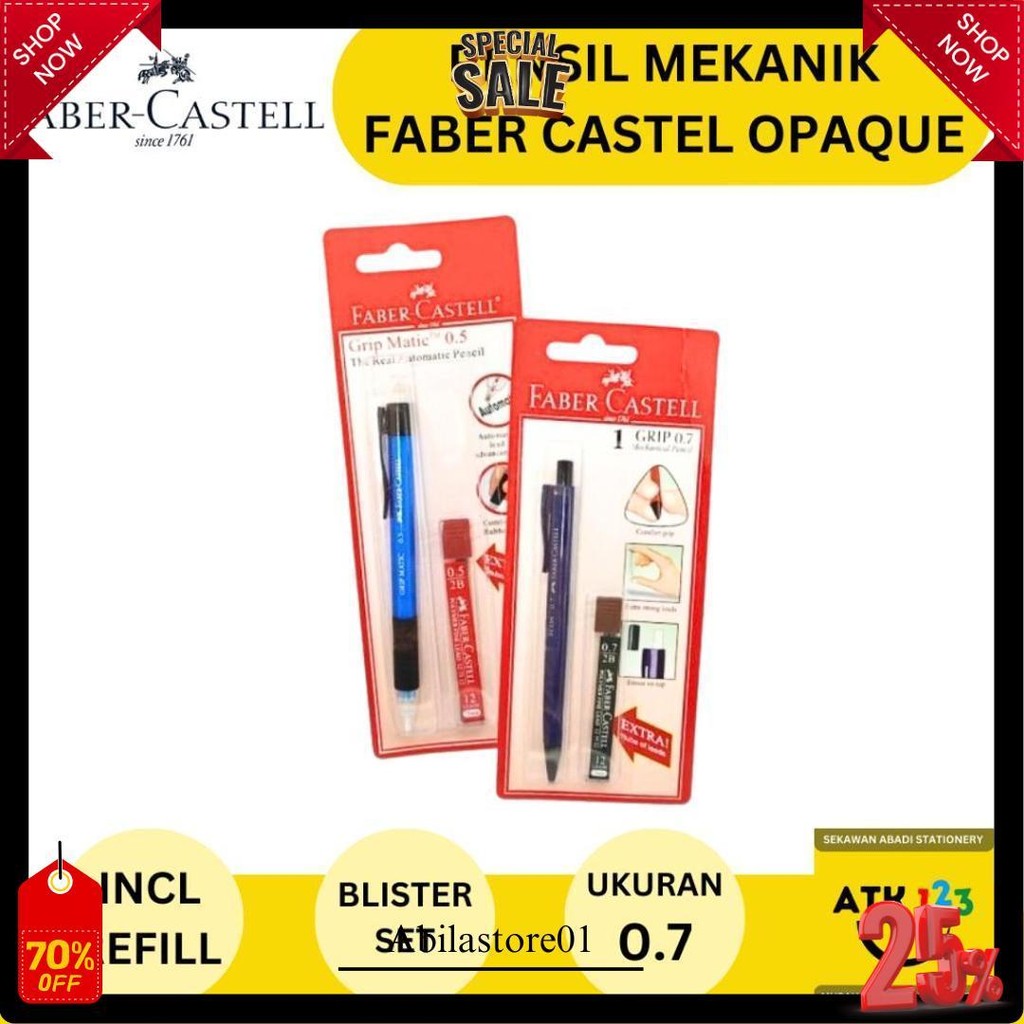 

Mekanik Pensil / Mechanic Pencil Faber Castell Econ / Opaque 0.7 (Blister Set + Refill) Terlaris