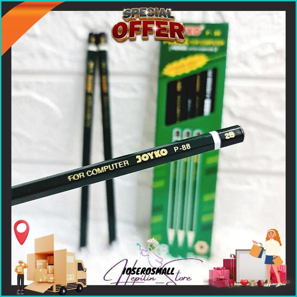 

Pensil 2B Joyko Isi 12 Biji / Pencil For Computer Joyko 2B P-88 / Pencil Joyko / Pensil Ujian Cod