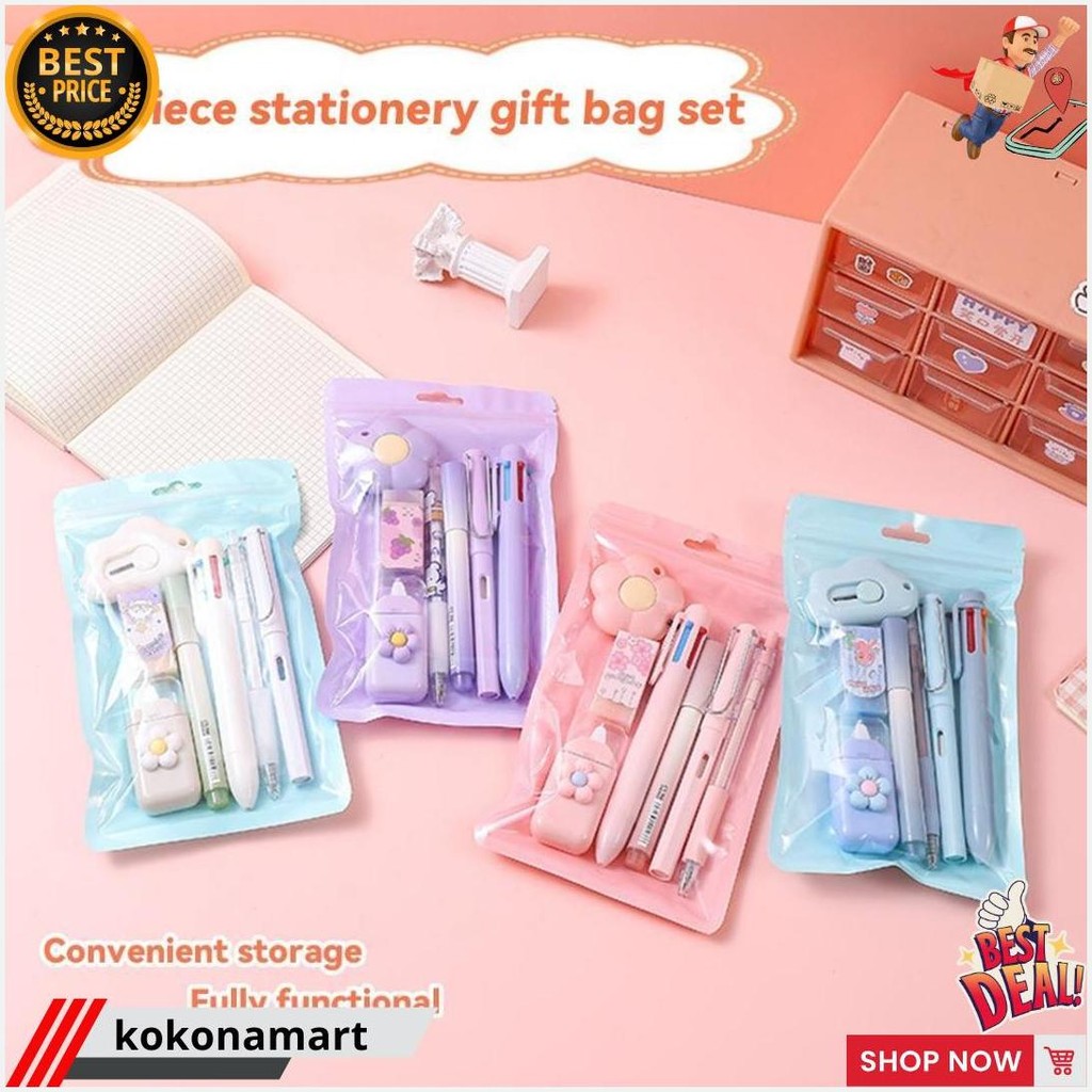 

[Cod] Set 7-Piece-Set Set Alat Tulis Kawaii Paket Hadiah Perlengkapan Sekolah Lucu Berbagai Macam Alat Tulis, Bahan Plastik Tahan Lama Terlaris