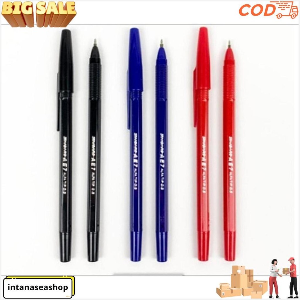 

12Pcs Ballpoint Standard Ae7 / 1Pak Pulpen Standart 0.5 Siap Kirim