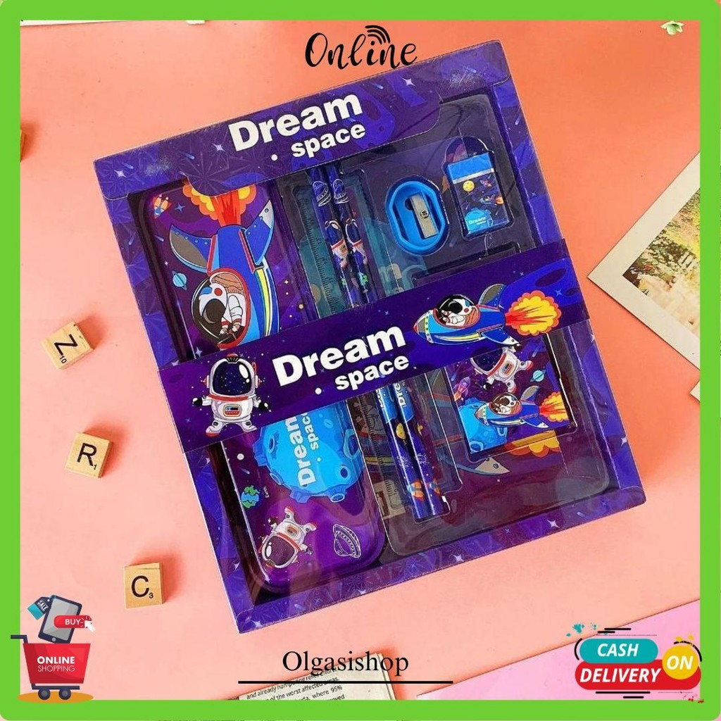 

[Atk] Stationery Set Paket Alat Tulis Anak Karakter Animal Dinosaurus And Astronaut Original Produk