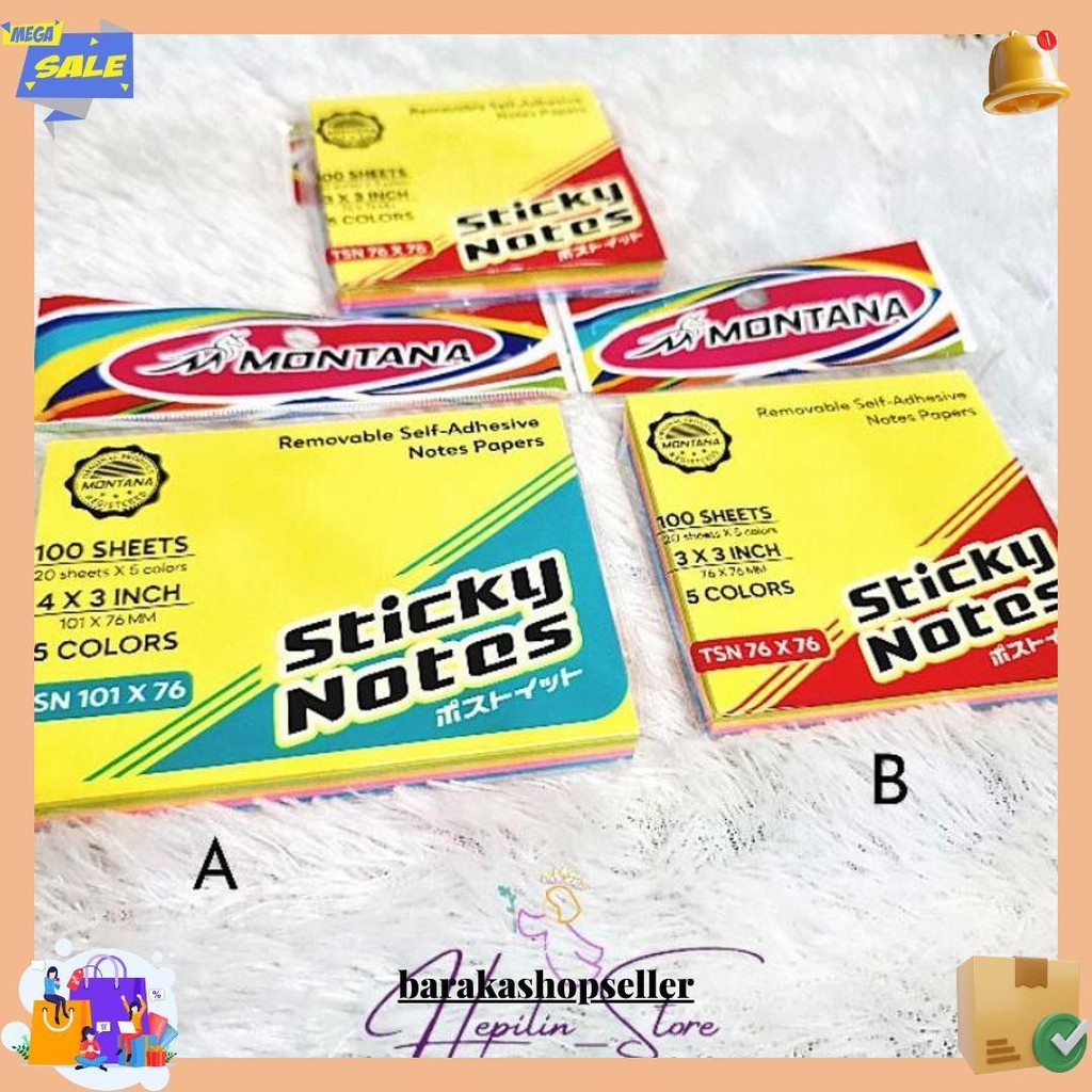 Sticky Notes Warna Warni Montana Isi 100 Lembar / Post It Note Montana / Notes Tempel Terlaris