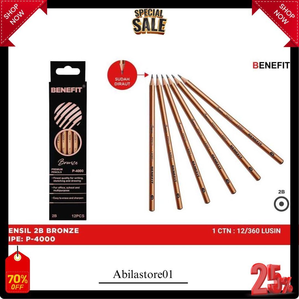 

[1 Kotak] Pensil Kayu 2B Benefit Warna Motif / Pencil / Pensil Ujian 2B Benefit Warna Motif Terlaris