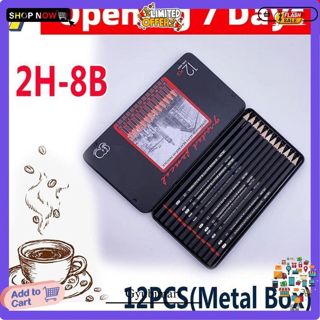 

12 Pcs Pensil Gambar Sketsa Set Lengkap 2H H F B Hb 2B 3B 4B 5B 6B 7B 8B Charcoal Pencils Set Siap Kirim