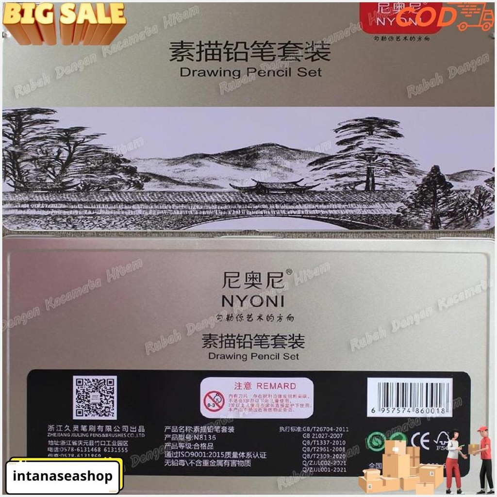 

[Cod]Nyoni Sketch Drawing Pencil Set 30 / Pensil Lukis Sketsa Set Lengkap/Drawing/Sketsa Pensil Matt, Sketsa Pemula, Pensil Arang, Penghapus, Kotak Pena, Pena Kertas, Spons, Pena, Set Pisau/Sketch Pencil Set In Kotak Besi Cod