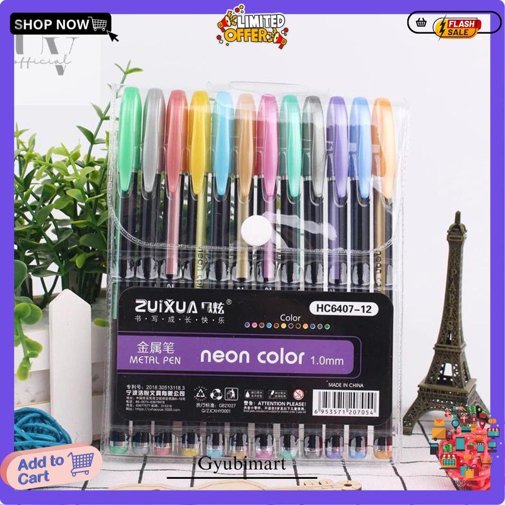 

Glitter Pen 12 Warna 1,0Mm Neon Pastel Unik Terlaris