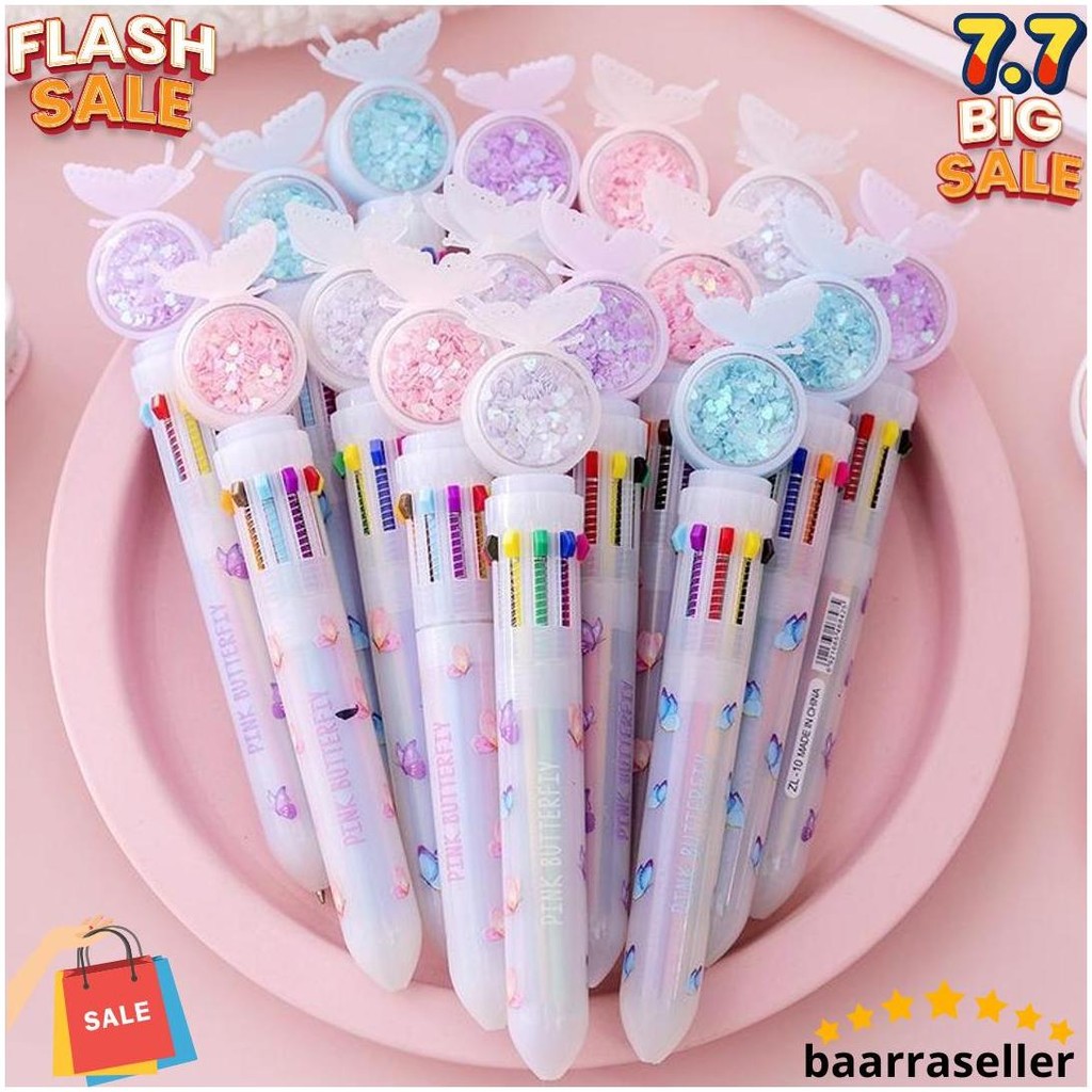 

- Pulpen Gel Butterfly 10 Warna, Alat Tulis, Stationery Gratis Ongkir