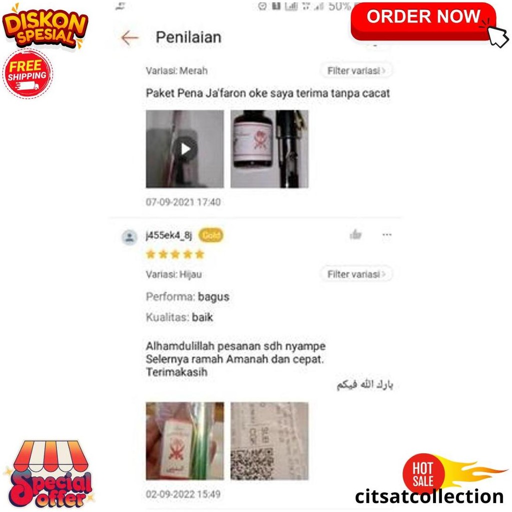 

Paket Pena Jafaron Warna Merah Perak Hitam Buat Nulis Wafak Siap Kirim