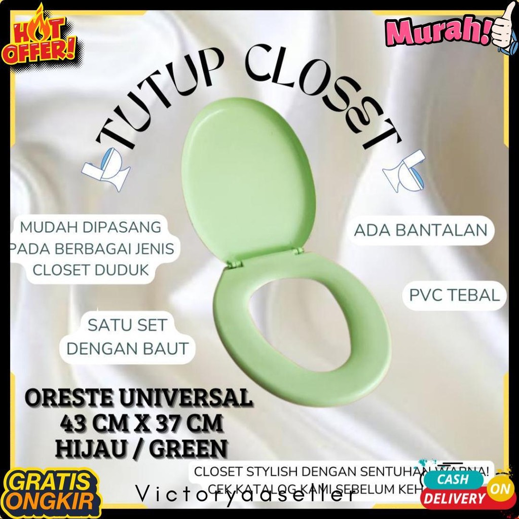 1 Set Tutup Kloset Oreste Duduk Universal / Warna Putih Biru Hijau Pink Maroon / Pvc Tebal / Toto Di