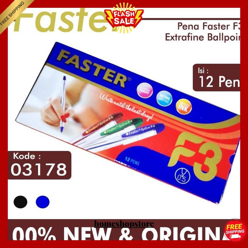 

Pena / Pulpen / Ballpoint / Bolpen Faster F3 0.5Mm Termurah Banget