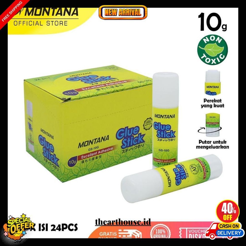 

Montana Glue Stick Lem Batang 10G 24 Pcs Strong Adhesive Perekat Serbaguna Gs-10/Box Gratis Ongkir