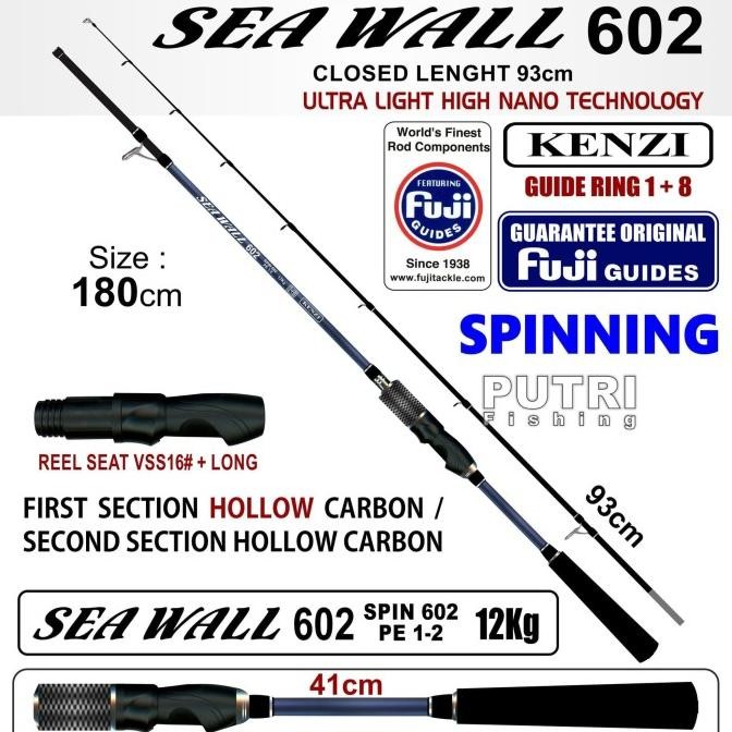 Joran Kenzi Sea Wall 602 Pe 1-2 12Kg Fuji Guides