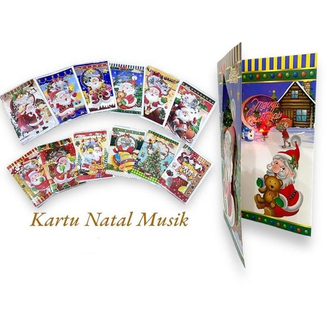 ```````] Kartu Natal Musik & White Classic Card Christmas Merry Christmas Gift Card Natal Murah