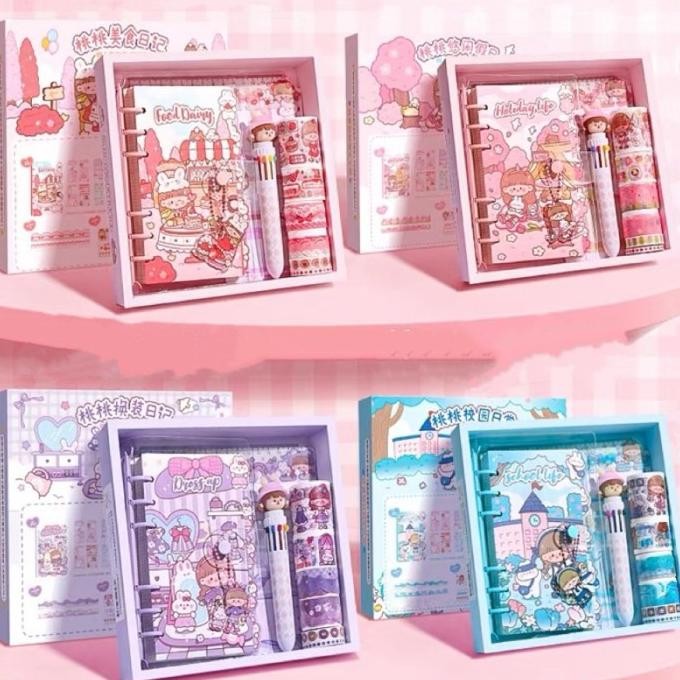

New!! Cute Diary Note Book Set Spiral Folder Book Diy Diary Sticker Set