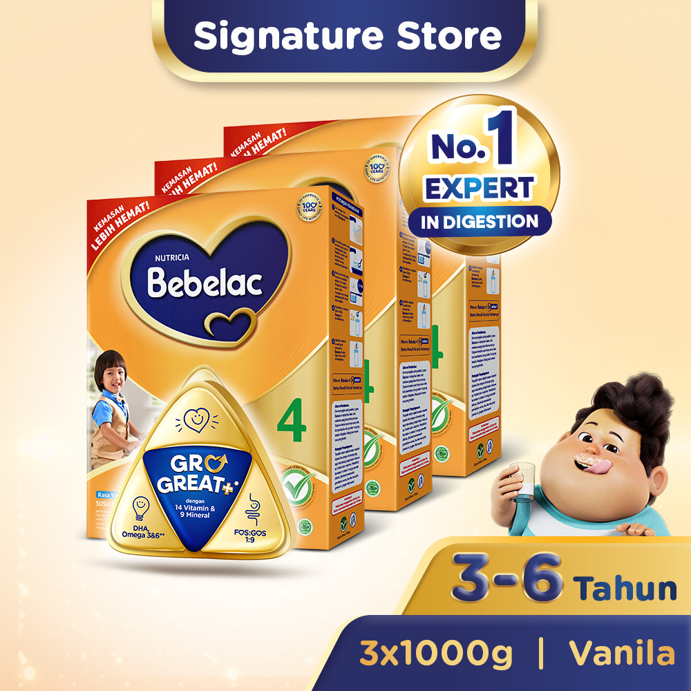 Bebelac 4 Vanila Susu Pertumbuhan Bubuk 1000 gr x 3