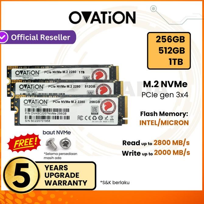 OVATION SSD M2 NVME 256GB 512GB 1TB M.2 PCIe NVMe 2280 PCIe Gen3