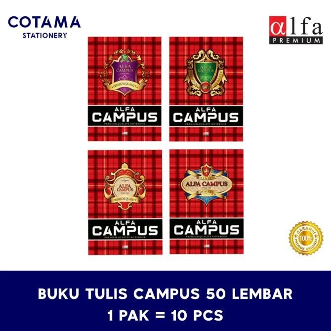 

New!! Buku Tulis Alfa Campus Premium 50 Lembar - 1 Pack Isi 10 Buku