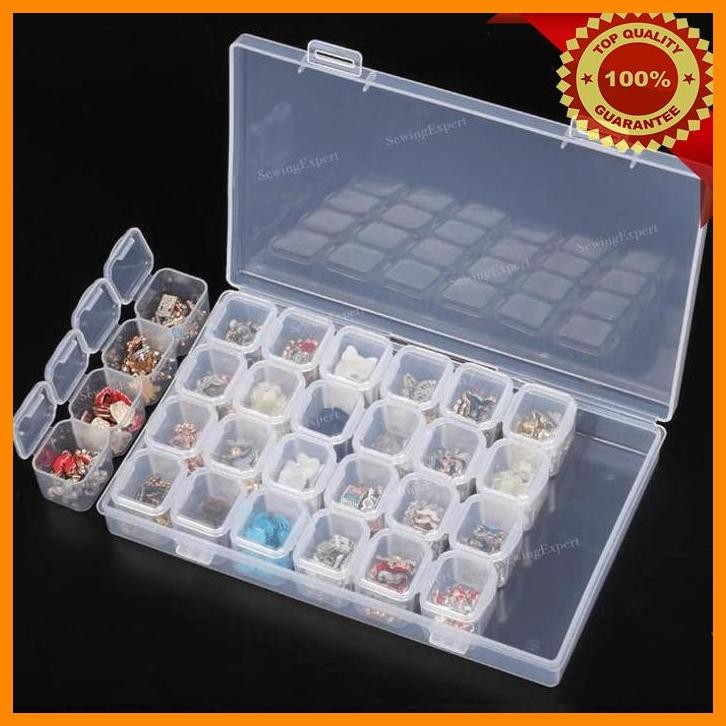 [SEW] KOTAK PENYIMPANAN MANIK MOTE MUTIARA PAYET PERHIASAN JAHIT 28 SEKAT / JEWELRY BOX ORGANIZER SI