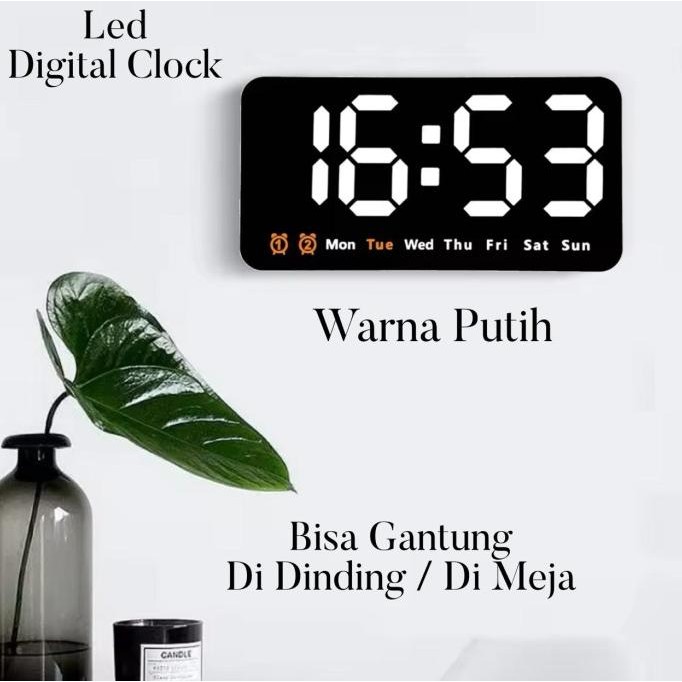 

Jam Meja Digital Led Weker / Digital Alarm Clock Mirror DS-3618L White LFS