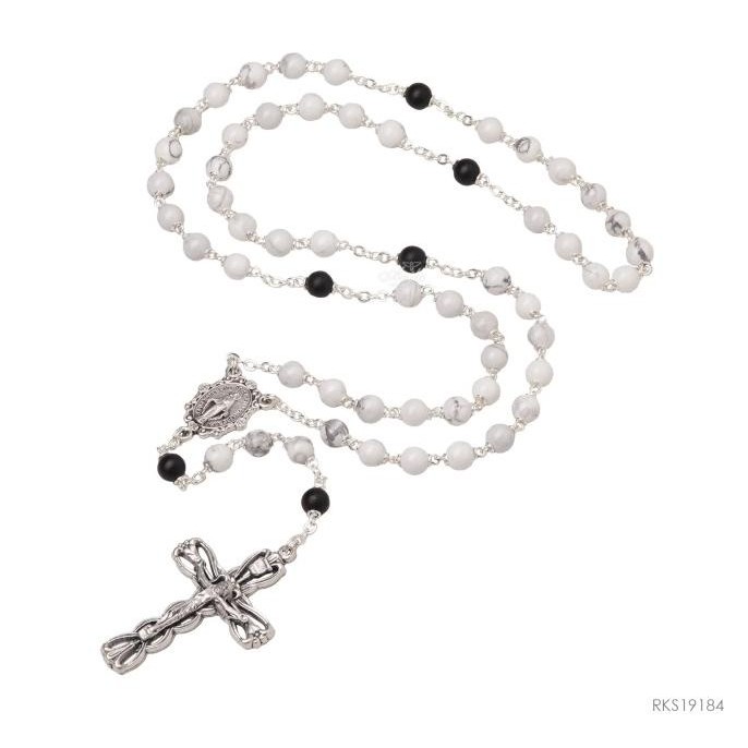 paling diminati] Rosario Howlite White 6mm Rohani katolik