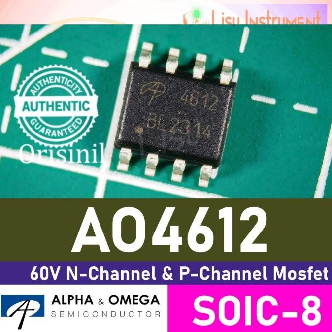 Update AO4612 60V N-Channel & P-Channel Mosfet 4612 SOIC-8 Alpha Omega Origin lisu992 Segera Beli