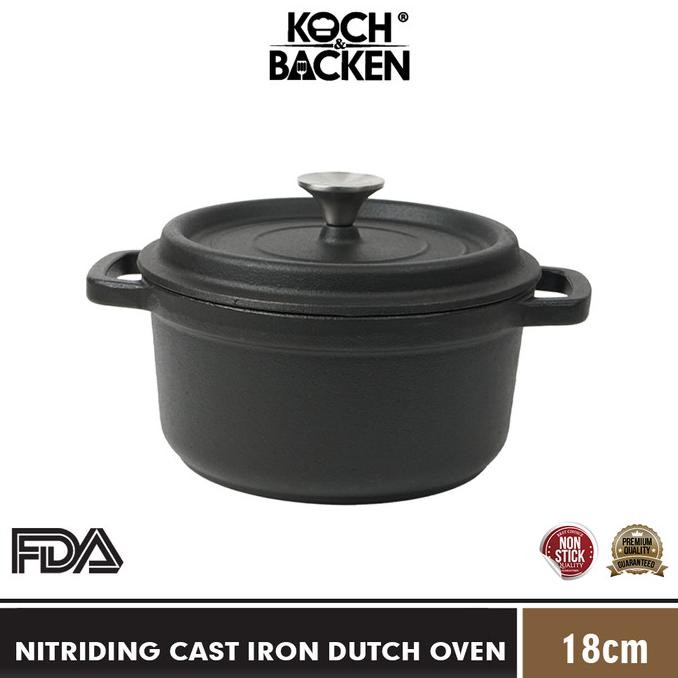 Grosir Koch&Backen Preseasoned Cast Iron Dutch Oven Nitriding 18Cm - Wajan Panci Besi Cor Murni