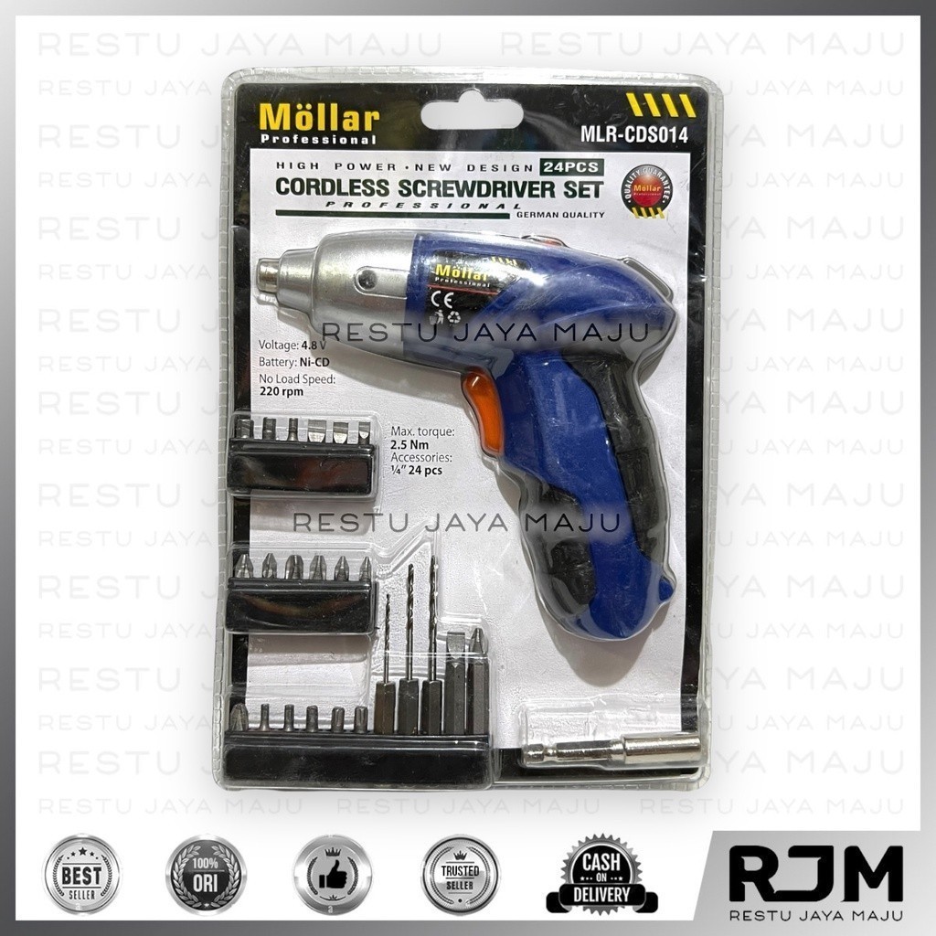 MOLLAR Cordless Screwdriver Drill Set CDS014  Bor Baterai Obeng Mini