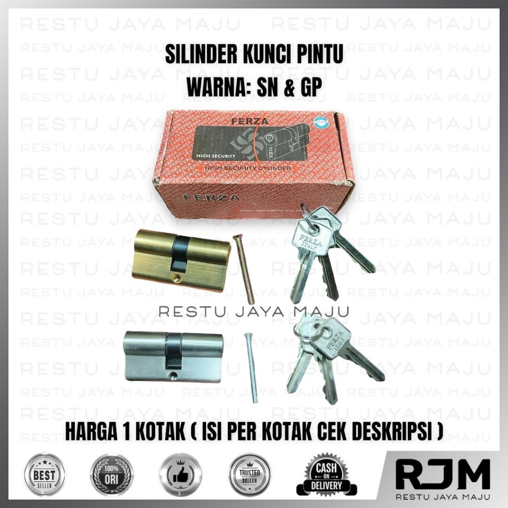 [12 pcs]  FERZA Silinder Kunci Kuningan 60mm SN GP Pintu Key Cylinder  rj