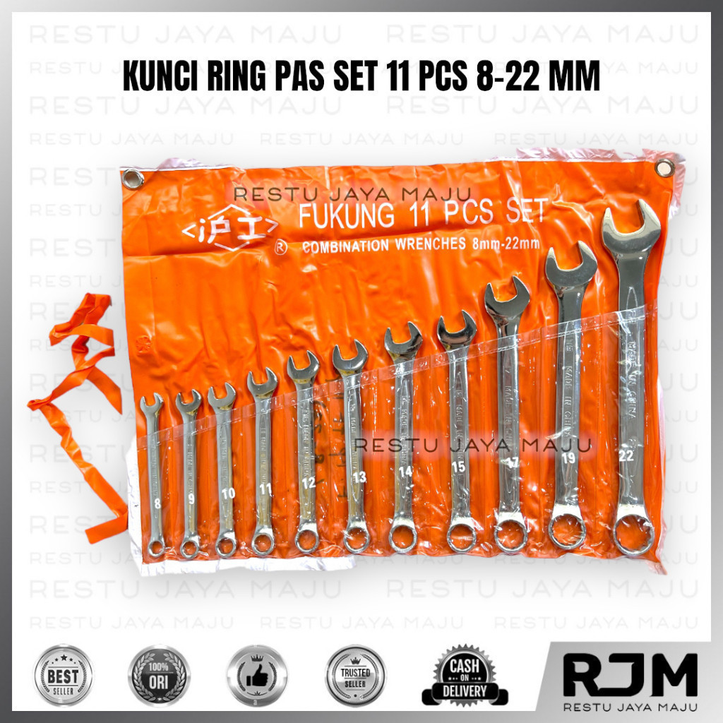 FUKUNG Kunci Ring Pas Set Kombinasi 8-32mm 11-14pcs Combination Spanne rj