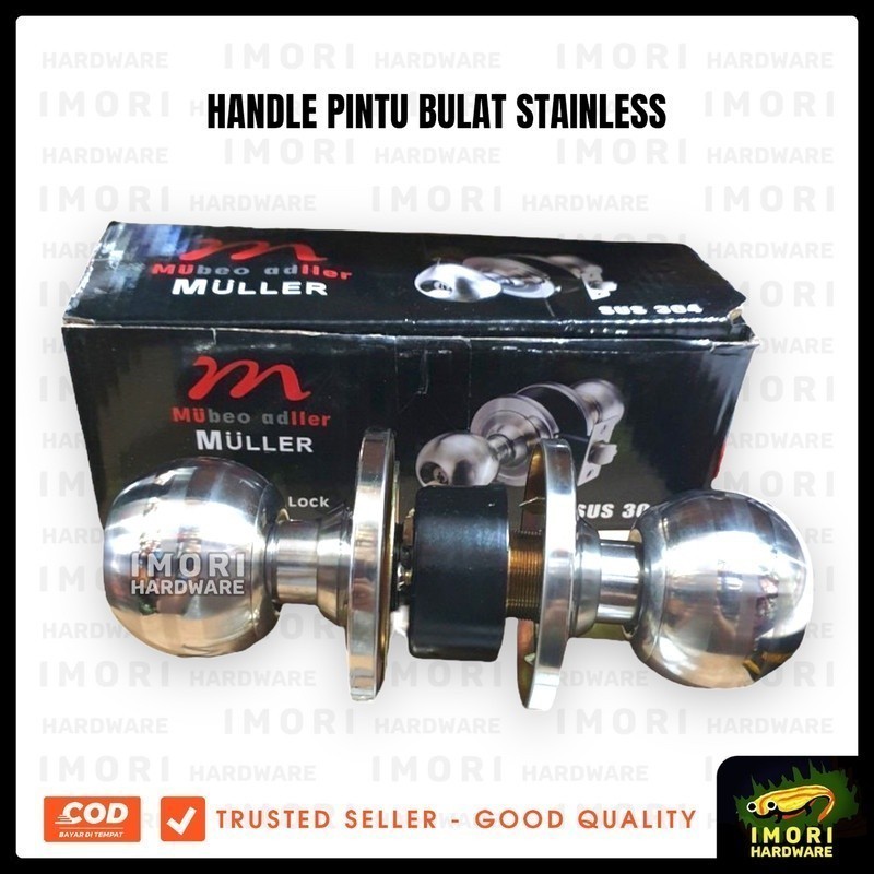 MULLER Kunci Bulat Handle SS Stainless Pegangan Pintu Kamar Mandi WC
