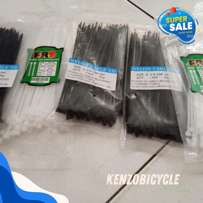 

100 BUAH / 1 KANTONG KABEL TIES TALI JIRET 15 CM LEBAR 2.5 MM EKSLUSIF