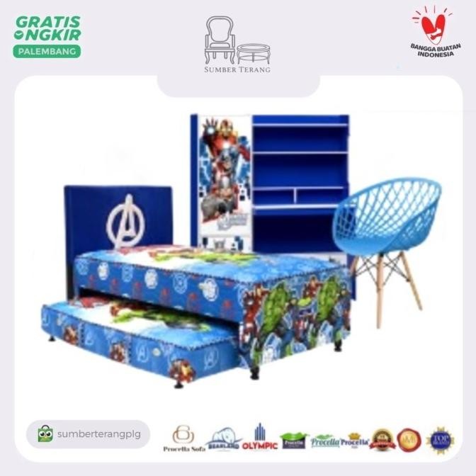 Springbed Sorong Procella Avengers + Meja Belajar + Wallet Olymplast New Stok