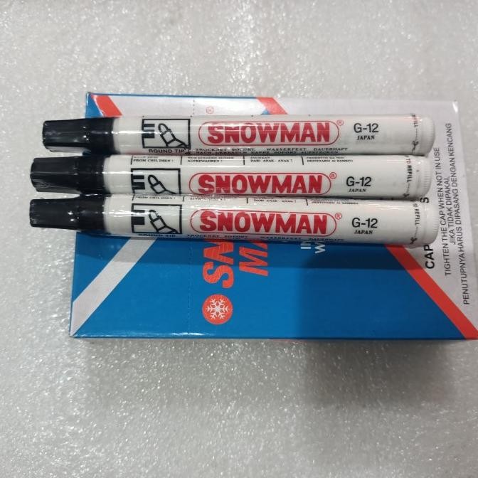 

Diskon!! Spidol Snowman Permanent G 12 Hitam 12Pcs