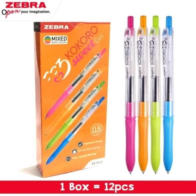 

Promo!! Zebra Kokoro Sweet 0.5Mm Super Fine Gel Pen Per 1 Pak 12 Pcs
