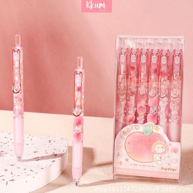 

Murah!! 6Pcs Pulpen Gel Mekanik Lucu Peach Pink